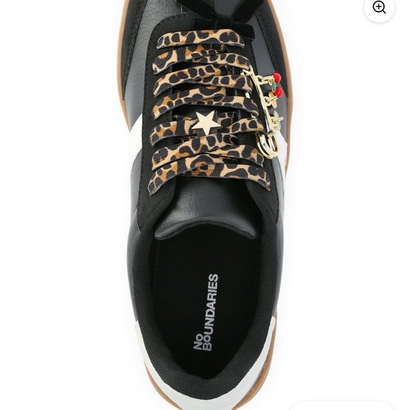 Black & White Low-Top Sneaker with Gum Sole and Charm Laces - Picture 3 of 3